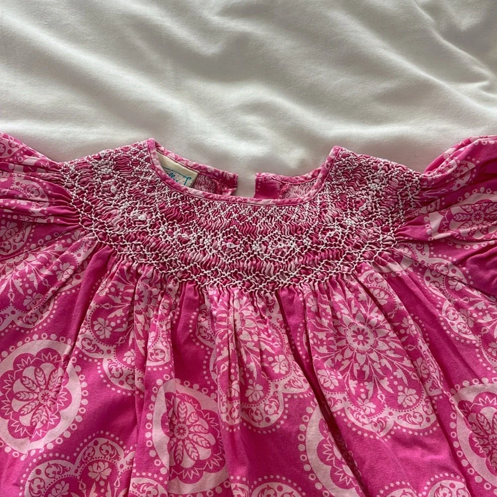 Marmellata Smocked Bohemian Print Pink Dress 4T - Picture 12 of 14